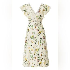 Tanya Taylor Floral Ruffle Midi Dress – Size 8 – Like New - Belt Not Included